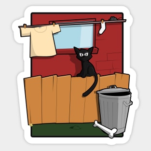 A cat in the alley Sticker